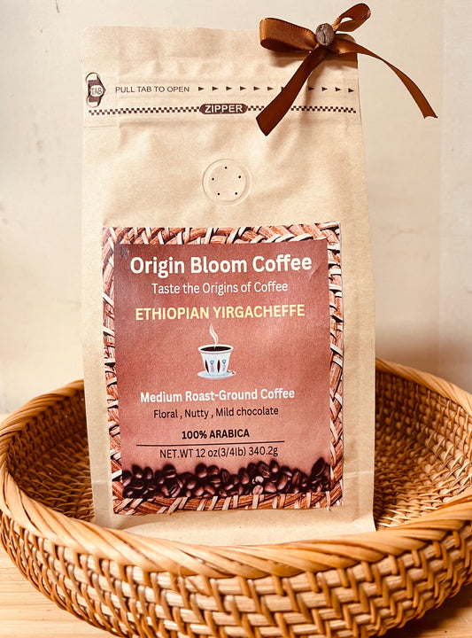 Ethiopian Yirgacheffe, Medium Roast Ground Coffee, 12 oz
