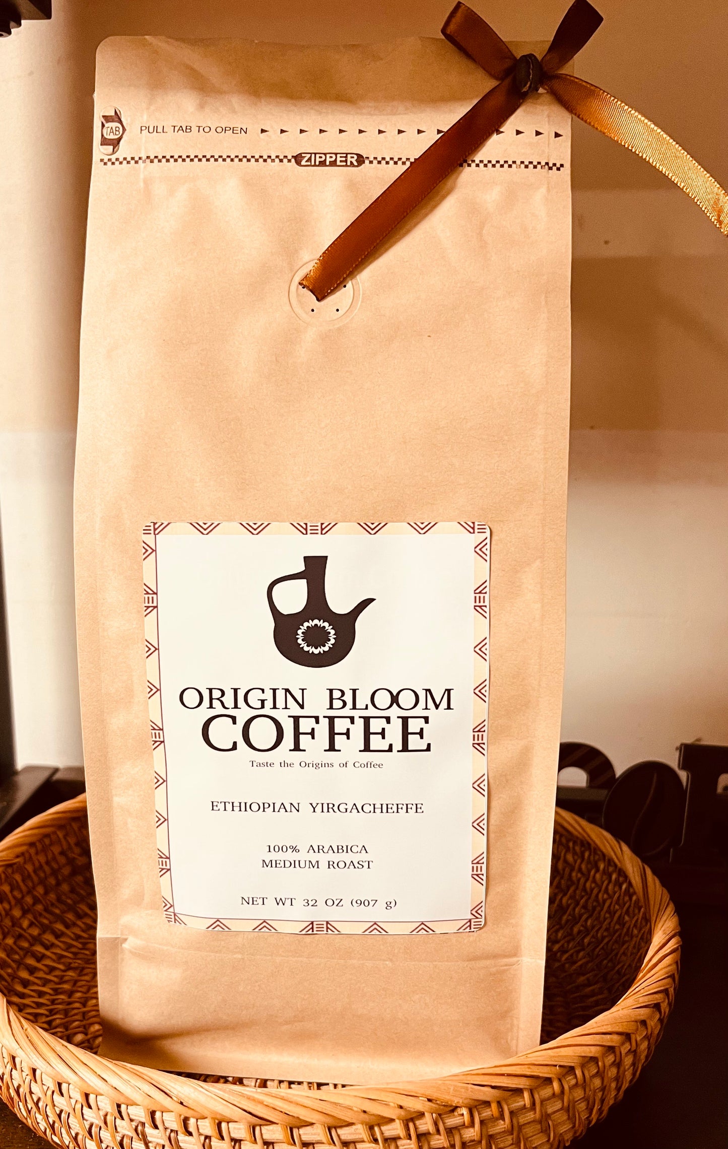 Ethiopian Yirgacheffee, Medium Roast Whole Beans, 32 oz